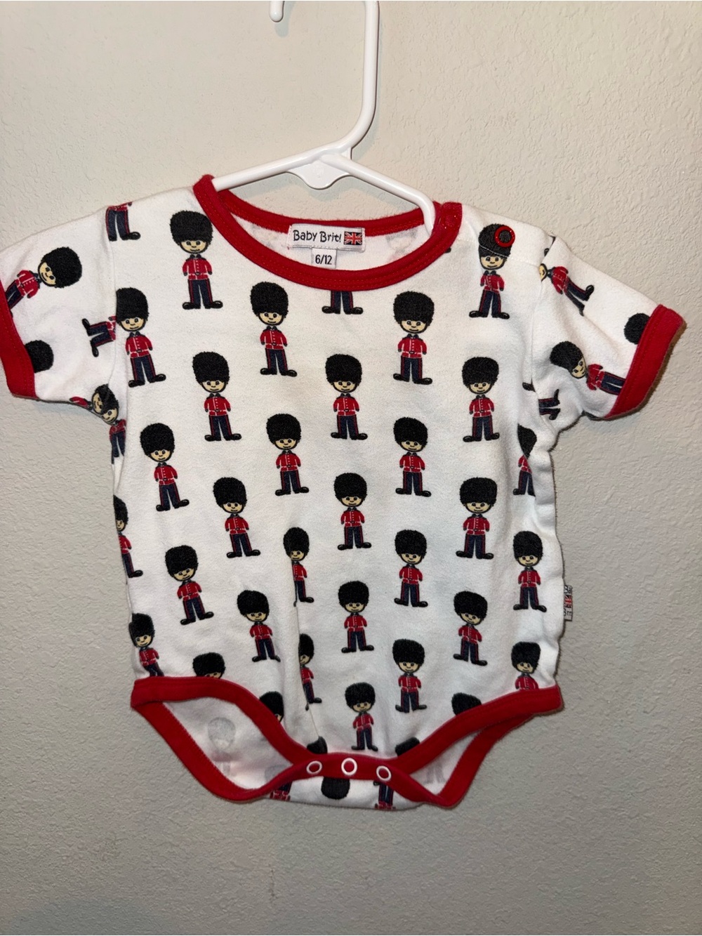 Baby Brit British Guard Print One-Piece - White & Red